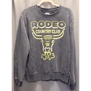 Country Deep Rodeo Country Club California Dark Gray Sweatshirt Side Slits Sz M